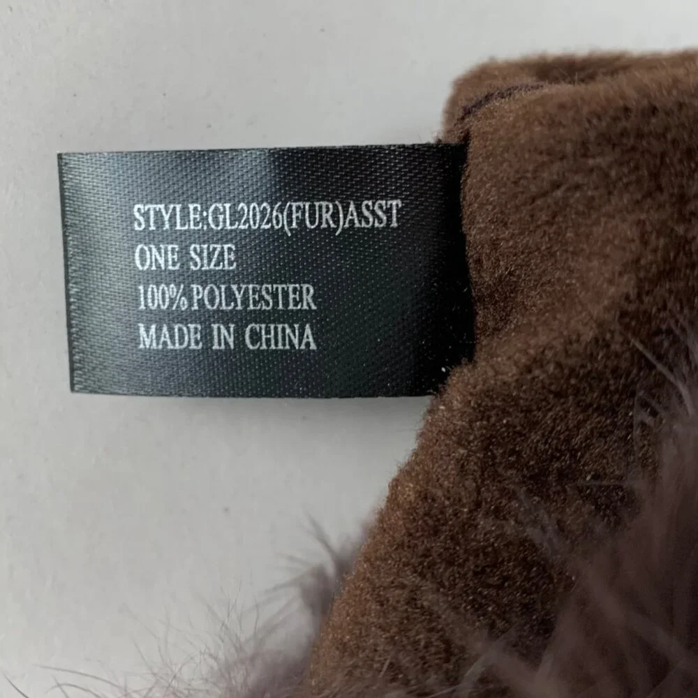 Set of Two Angela William Touchscreen Winter Gloves Faux Fur Trim Black + Brown
